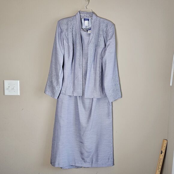 Signature Collection By Vicki Wayne Women's Maxi Dress Jacket Grey Size 16 Prof. - Picture 1 of 11